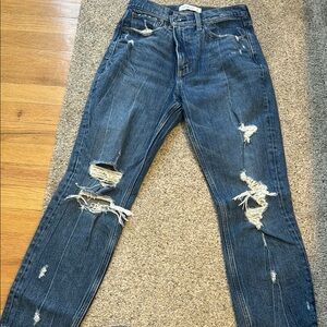 Abercrombie & Fitch Distressed High Rise Mom Jeans